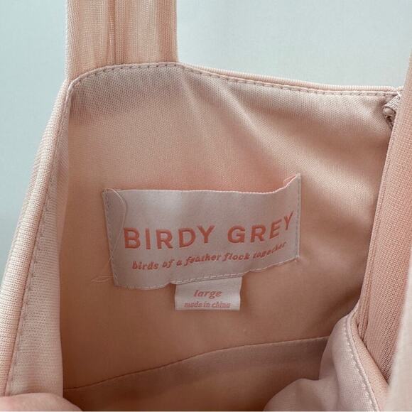 Birdy Grey Kiko Mesh Halter Formal Bridesmaid Dress in Pale Blush Size L NWT - Picture 9 of 11